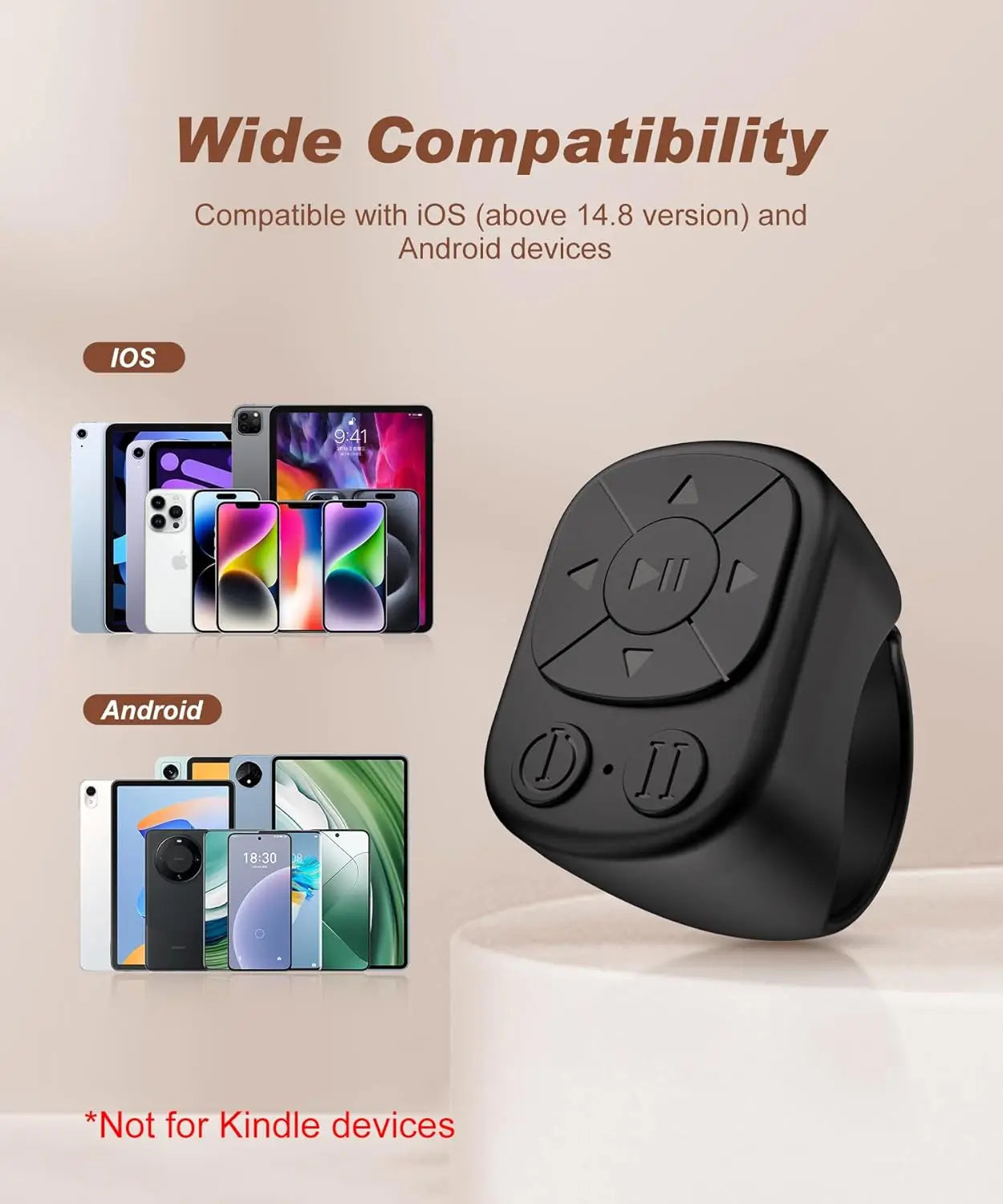 TikTok Scrollring Roller — Bluetooth Pagina-omslaan & Camera Shutter