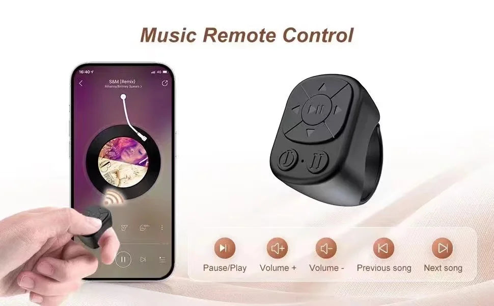 TikTok Scrolling Ring – Bluetooth Pagina-omzetter met Muziekbediening