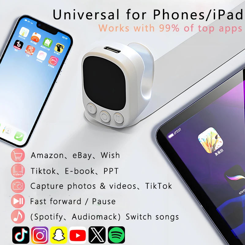 TikTok Scrollring Remote Control met Touchpad & Camera Shutter