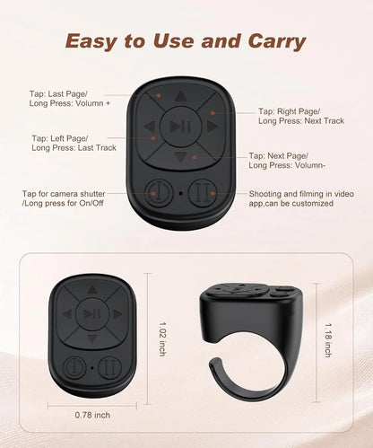 TikTok Bluetooth Scrollring met Pagina-omslaan & Camera Shutter